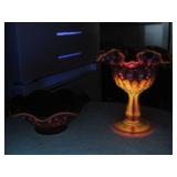 Vtg Fenton Amberina Ruffled Glass See Info