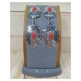 Navajo Dangle Concho Earrings NIckle Hallmarked