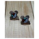 Zuni Sundance Sterling Silver Inlay Earrings