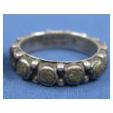 Two S.S Garnet & Turquiose Rings Mexico