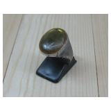 Amber Cabochon Oval Steel Ring