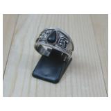 Sterling Silver Black Onyx Bali Ring Hallmarked