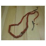 Sterling Silver Red Coral Necklace See Info