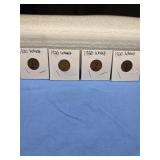 Four Lincoln  Wheat Cents