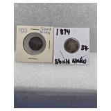 1873 & 1874 Shield Nickels