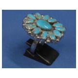 S.S. SW Hallmarked Turq Ring 15.7g
