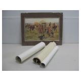 Vtg Matted Chuck Wagon Print & Two Postersd See
