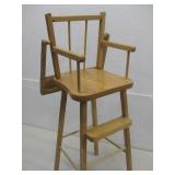 Vtg Wooden Doll High Chair 12' x 29' x 10'