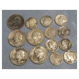 9 Silver Dimes & 5 Silver Quarters 90% Silver