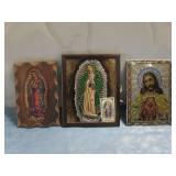 Three Religious Wall Art Mixed Media Paintings See