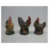 Three Decorative Chickens One W/Lid Tallest 6.5'