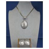 S.S. Vtg Navajo Tested Necklace + Earring Set33.5g