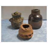 Two Ceramic Fireglazed Jars W/Lids See