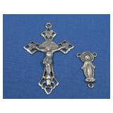 Silvertone Crucifix & Religious Charm
