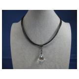 S.S Faceted Quartz Crystal Pendant Necklace
