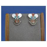 Zuni,S.S Cachini Multi Color Inlay Earrings