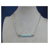 S.S. N/A LK Hallmarked Turq Necklace 16.5g