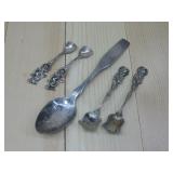 4 Sterling Silver Salt Spoons W/ Souvenir Spoons