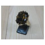 925 Smoky Quartz Fceted Statement Ring Hallmarked