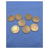Eight Liberty Head V Nickels