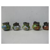 Five Handpainted Fireglazed Pottery Mugs See