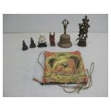 Six Buddhist Religious Figures & Bag