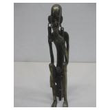 Vtg Bronze African Figure Sculpture 10'