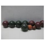 Ten Assorted Bocce Balls & More