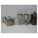 Vtg Meriden B. Co. Tea Pot Brass/Copper Angel See