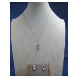 Silvertone Christain Style Fish Necklace See
