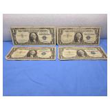 Four 1957 Blue Seal Silver Certificate Dollar Bill