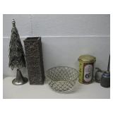 Vtg Items Oil Can Decorative Metal Basket See