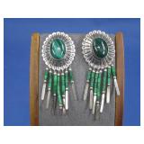 Sterling Silver Malachite SW Earrings Hallmarked