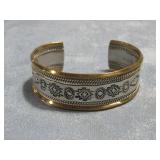 12KGF Silvertone SW Cuff Bracelet