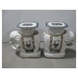 Two Handpianted Ceramic Elephant Plant See