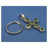 S.S Peridot Cross Pendant & Motivational Ring