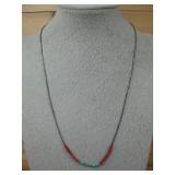 Sterling Silver Turquoise Coral Necklace