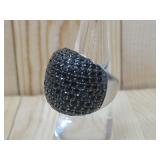 Rhodium Over Sterling Silver Pave Dome Ring See