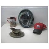 Enameled Coca-Cola Pitcher, Dolphin Framed Mirror