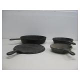 Four Cast Iron Skillets & Pans Lodge & More