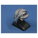 Italy CZ Crossover Ring Hallmarked