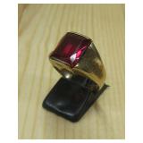 10KT Gold Ruby Ring Hallmarked Band Cut