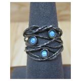 Sterling Silver Opal Ring Hallmarked