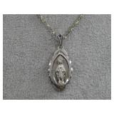 S.S. Chain & Silvertone Religious Pendant