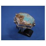 S.S. SW Vtg Hallmarked Turq CZS Ring 25.8g