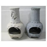 Two Ceramic Chimnea Outdoor Fireplaces 15' Tall