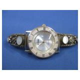Gitano Goldtone Watch W/Mother Of Pearl Stones See