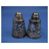 Two Vtg Sterling Silver Salt & Pepper Shakers
