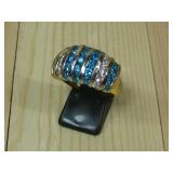 Gold Over Sterling Silver Blue Topaz Ring Hallmark