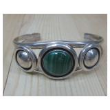 Artie Yellowhorse Sterling Malachite Bracelet